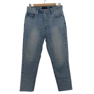 LUCKY BRAND Drew Mom High Rise Taper Ankle Raw Hem Jeans Size 6 Blue Denim Women